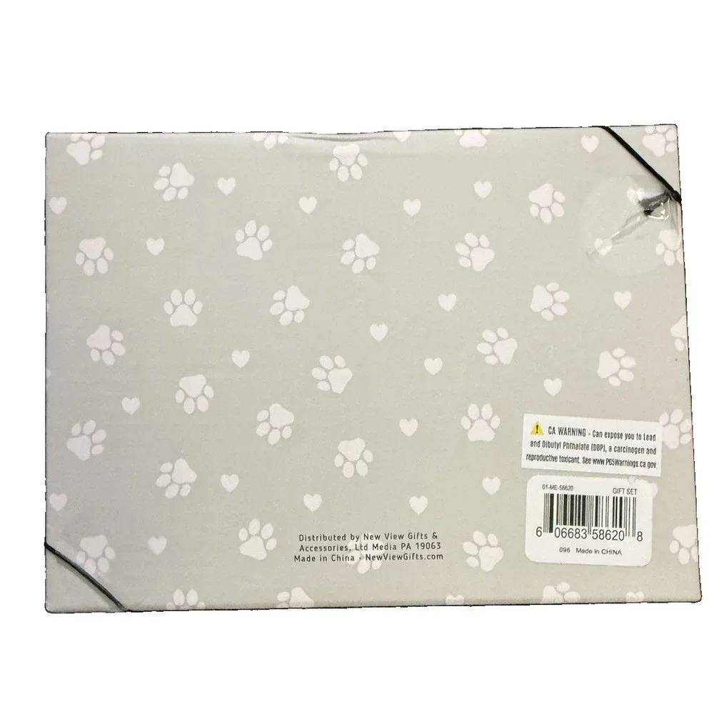 New View Gifts Dog Paw Print Photo Clip & 12oz Ceramic Mug - Black & White
